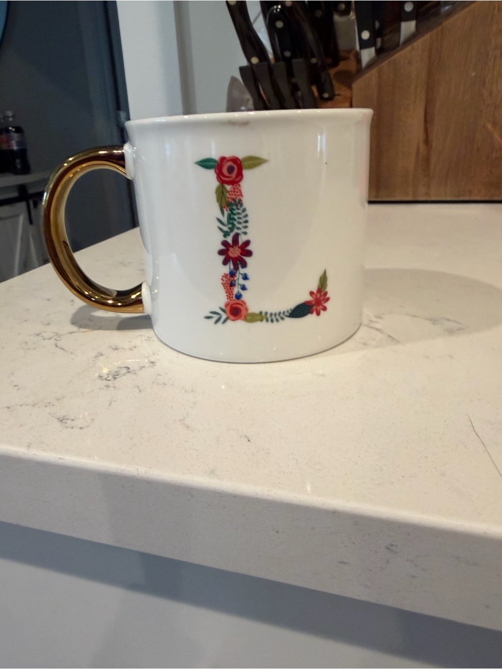 Opalhouse Porcelain Mug with Floral "L" Initial